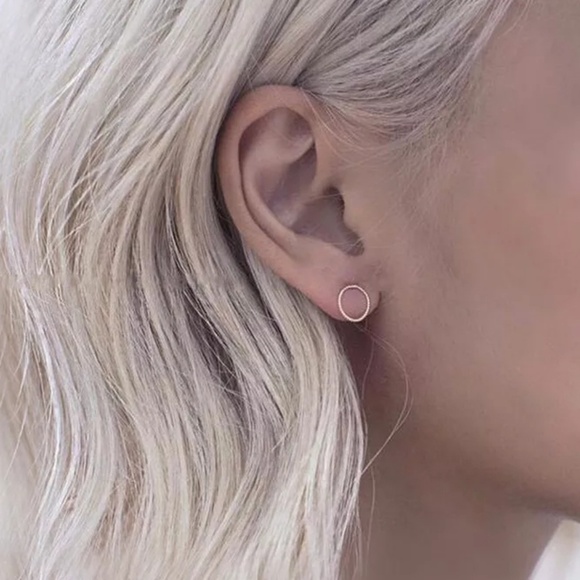 open circle simple Minimalist studds Jewelry - Gold Tone Simple Minimalist Circle